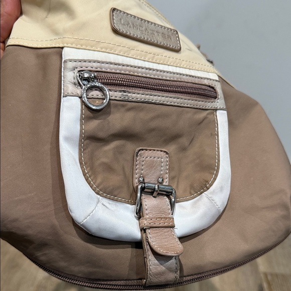 LANCASTER Beige and Brown Crossbody Bag with Buckle - Picture 6 of 11